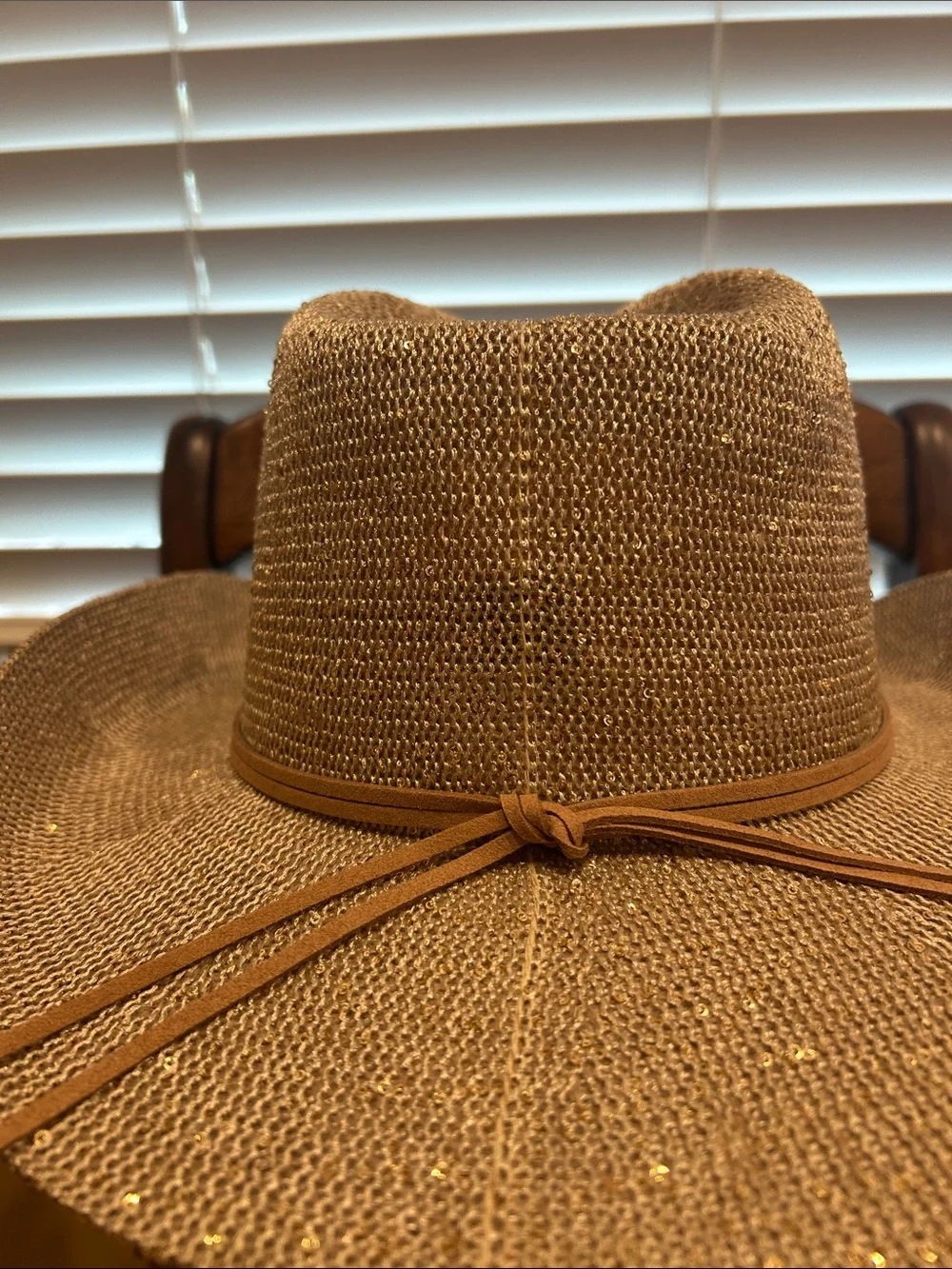 Anthropologie Beige Straw Cowboy Hat with Tan Band